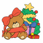Cute Baby Bear and Christmas Tree photo sculptures