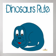 Cute Baby Blue Dinosaur Dinosaurs Rule Posters