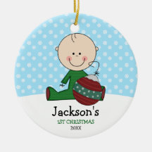 Cute Baby Boy 1st Christmas Personalized Christmas Ornaments