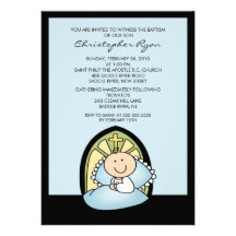 Cute Baby Boy Baptism Christening Inviation Custom Announcements