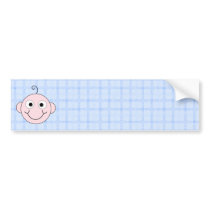 Cute Baby Boy. Blue Check Background. Bumper Stickers