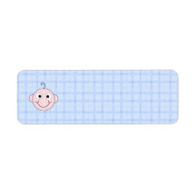Cute Baby Boy. Blue Check Background. Custom Return Address Labels