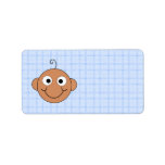 Cute Baby Boy. Blue Check Background. Address Label