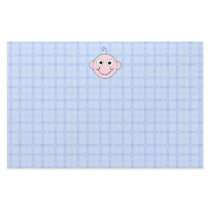 Cute Baby Boy. Blue Check Background. Personalized Stationery