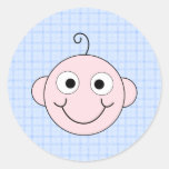 Cute Baby Boy. Blue Check Background. Sticker