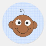Cute Baby Boy. Blue Check Background. Stickers