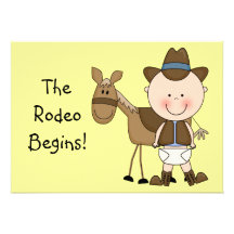 Cute Baby Boy & Horse Pony Custom Western Birth Custom Announcement