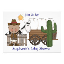 Cute Baby Boy & Horse Pony Custom Western Announcements