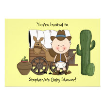 Cute Baby Boy & Horse Pony Custom Western Personalized Invitations