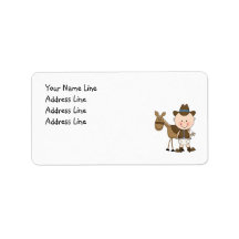 Cute Baby Boy & Horse Pony Custom Western Labels