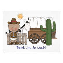Cute Baby Boy Horse Pony Custom Western Thank You Personalized Invitations