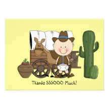 Cute Baby Boy Horse Pony Western Thank You Custom Invitations