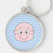 Cute Baby Boy, on blue polka dot pattern. Key Chains