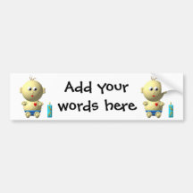 Cute baby boy with heart bumper stickers