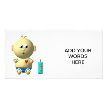 Cute baby boy with heart photo card template