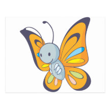 Cute Baby Butterfly Cartoon Postcards