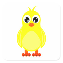 Cute Baby Chick Square Stickers