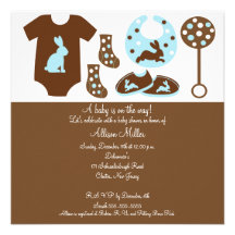 Cute Baby Clothing Boy Baby Shower Invitation