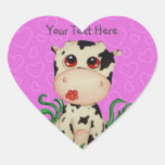 Cute Baby Cow with Hearts Customizable Stickers