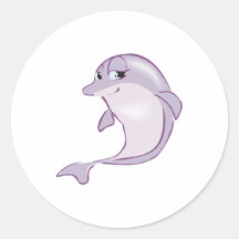 cute baby dolphin round sticker