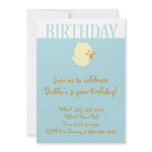Cute Baby Duckling with Blue Birthday Invitation
