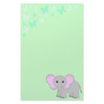 Cute Baby Elephant And Butterflies Stationery