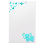 Cute Baby Elephant And Butterflies Stationery