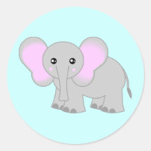 Cute Baby Elephant Round Sticker