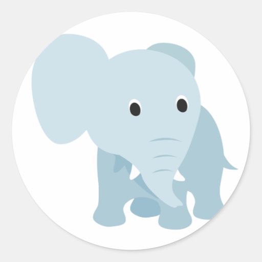 Cute Baby Elephant Round Stickers