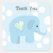 Cute Baby Elephant Thank You Square Sticker