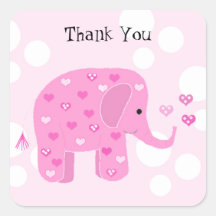 Cute Baby Elephant Thank You Square Stickers
