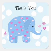 Cute Baby Elephant Thank You Sticker