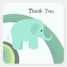 Cute Baby Elephant Thank You Stickers