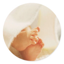 Cute Baby Feet Little Baby Feet Wrapped Blanket Round Stickers