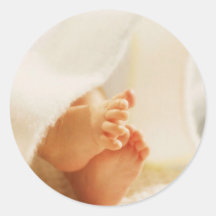 Cute Baby Feet Little Baby Feet Wrapped Blanket Round Stickers