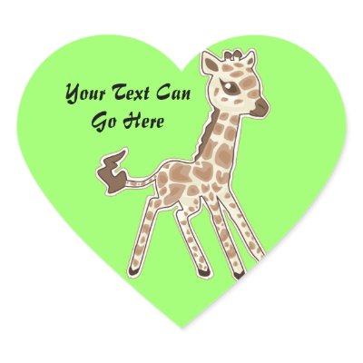 Cute Baby Giraffe Heart Stickers by Customizables
