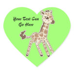 Cute Baby Giraffe Heart Stickers