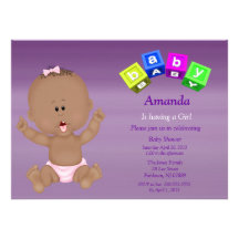 Cute Baby Girl Baby Blocks Shower Invitation