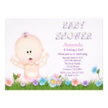 Cute Baby Girl Baby Shower Invitation