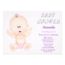 Cute Baby Girl Baby Shower Invitation