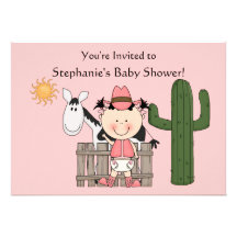 Cute Baby Girl & Horse Pony Custom Western Custom Announcement