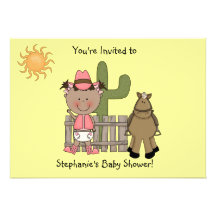 Cute Baby Girl & Horse Pony Custom Western Custom Invites