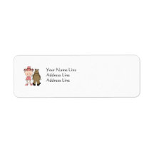 Cute Baby Girl & Horse Pony Custom Western Return Address Labels