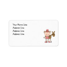Cute Baby Girl & Horse Pony Custom Western Address Label
