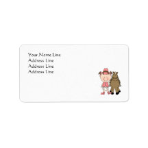 Cute Baby Girl & Horse Pony Custom Western Address Label