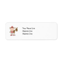 Cute Baby Girl & Horse Pony Custom Western Labels