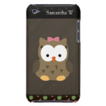 Cute Baby Girl Owl, Pink/Green/Brown iPod Touch Cover