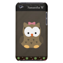 Cute Baby Girl Owl, Pink/Green/Brown iPod Touch Cover
