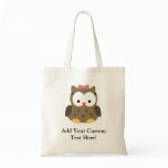 Cute Baby Girl Owl with Pink Bow bags