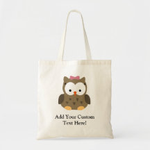 Cute Baby Girl Owl with Pink Bow Canvas Bag